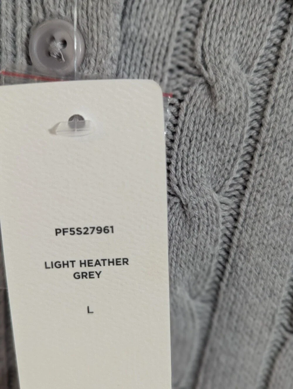Pink Rose Cable Knit Polo Sweater – Light Heather Gray – Large – NWT